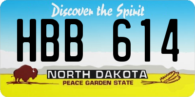 ND license plate HBB614