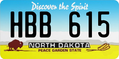 ND license plate HBB615