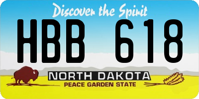 ND license plate HBB618