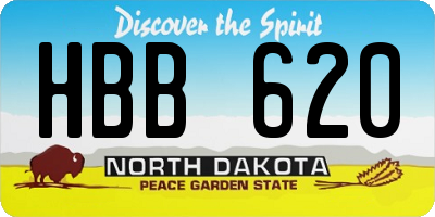 ND license plate HBB620