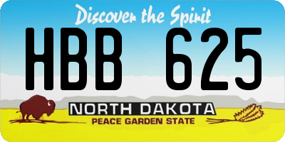 ND license plate HBB625