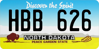 ND license plate HBB626