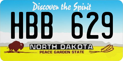 ND license plate HBB629