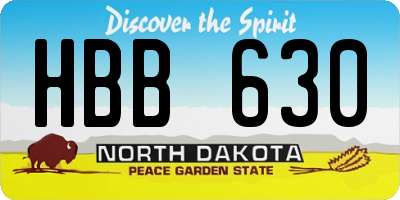 ND license plate HBB630