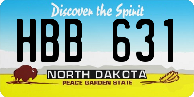 ND license plate HBB631