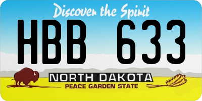 ND license plate HBB633