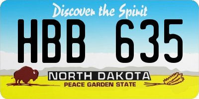 ND license plate HBB635