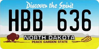 ND license plate HBB636