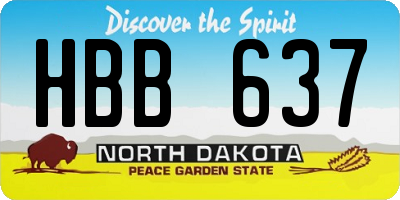 ND license plate HBB637