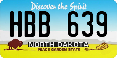 ND license plate HBB639