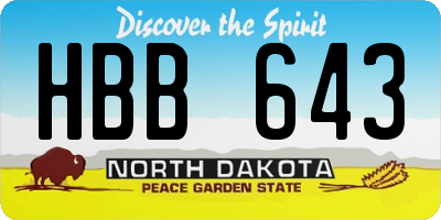 ND license plate HBB643