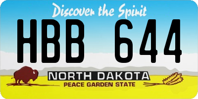 ND license plate HBB644