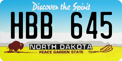 ND license plate HBB645