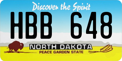 ND license plate HBB648