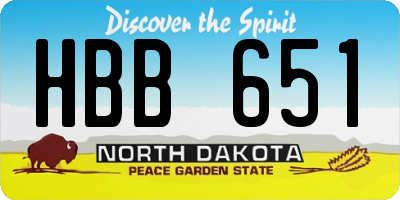 ND license plate HBB651