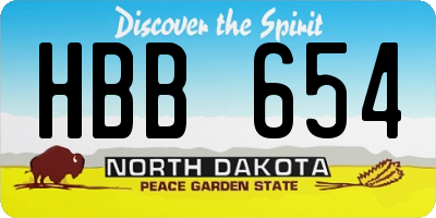 ND license plate HBB654