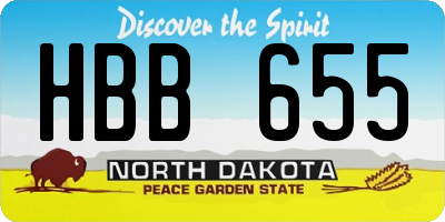 ND license plate HBB655