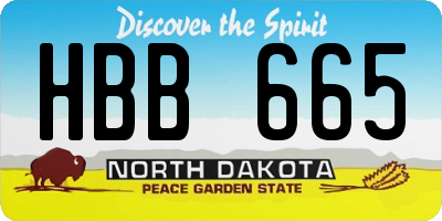 ND license plate HBB665