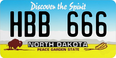 ND license plate HBB666