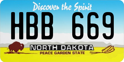 ND license plate HBB669