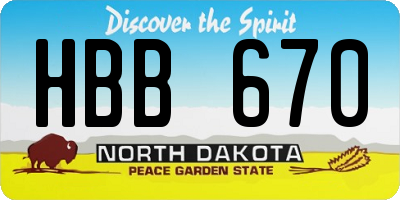 ND license plate HBB670