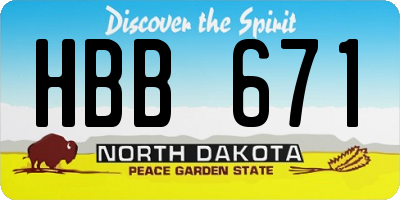 ND license plate HBB671