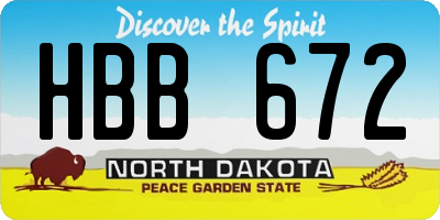 ND license plate HBB672