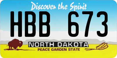 ND license plate HBB673