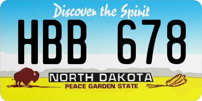 ND license plate HBB678