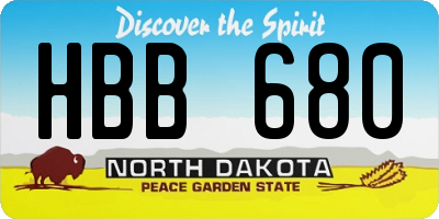 ND license plate HBB680