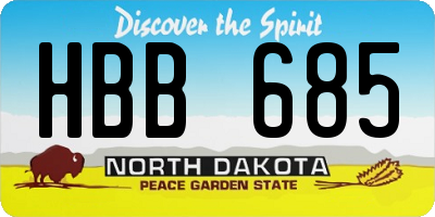 ND license plate HBB685