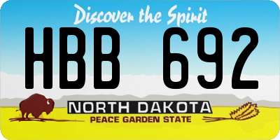 ND license plate HBB692