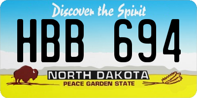 ND license plate HBB694