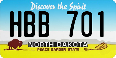 ND license plate HBB701