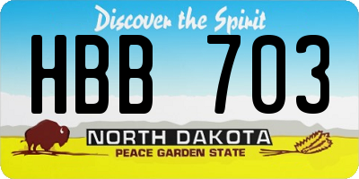 ND license plate HBB703