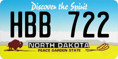 ND license plate HBB722