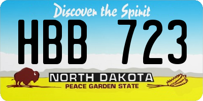 ND license plate HBB723