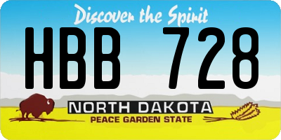 ND license plate HBB728