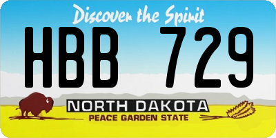 ND license plate HBB729
