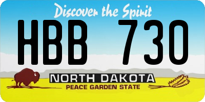 ND license plate HBB730