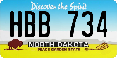 ND license plate HBB734