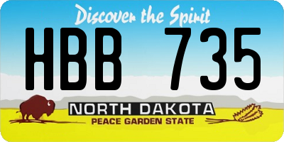 ND license plate HBB735