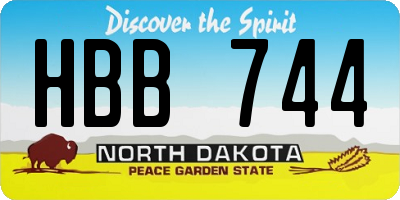 ND license plate HBB744