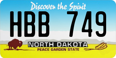 ND license plate HBB749