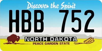 ND license plate HBB752