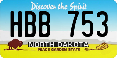 ND license plate HBB753