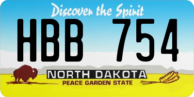 ND license plate HBB754