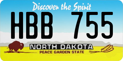 ND license plate HBB755