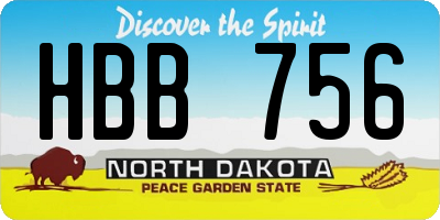 ND license plate HBB756