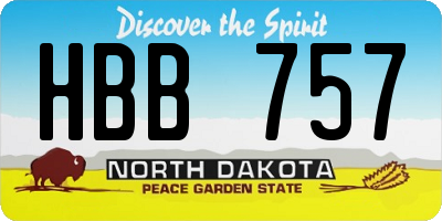 ND license plate HBB757